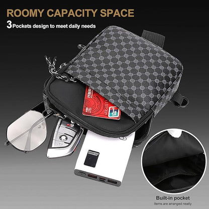 Long Keeper Mini Sling Bag - Women Men Vegan Leather Crossbody Phone Bag Waterproof Travel Running Chest Bag Casual Daypack