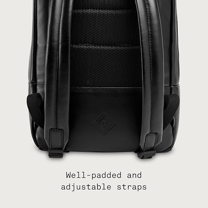 Nordweg Nomad Leather Laptop Backpack NW089A – Lightweight Daypack for Work & Travel – Fits Laptops up to 15.6” (Black)