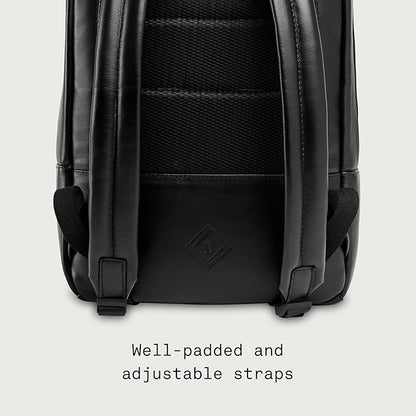 Nordweg Nomad Leather Laptop Backpack NW089A – Lightweight Daypack for Work & Travel – Fits Laptops up to 15.6” (Black)