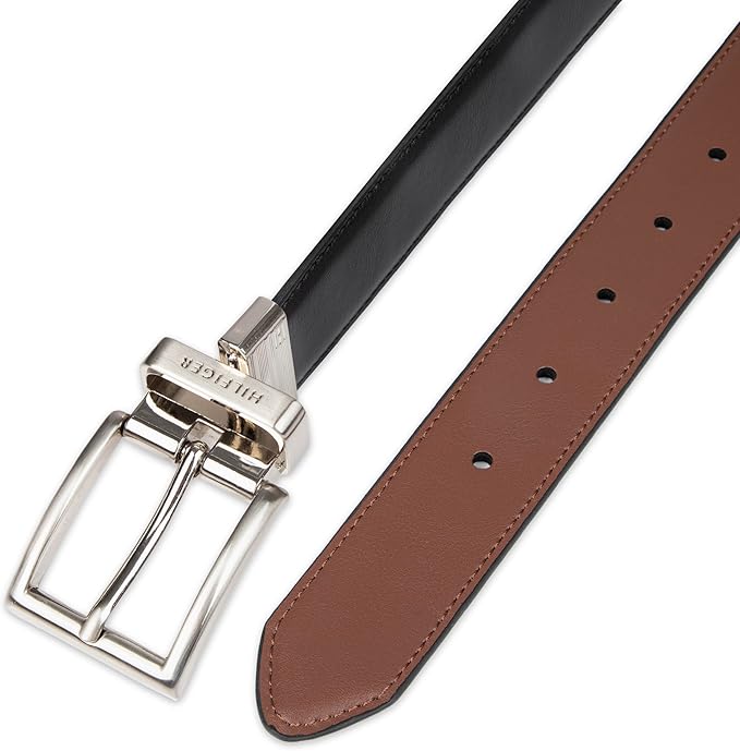 Tommy Hilfiger Men's Reversible Leather Belt, 2‑in‑1 Design for Dress Or Casual Wear