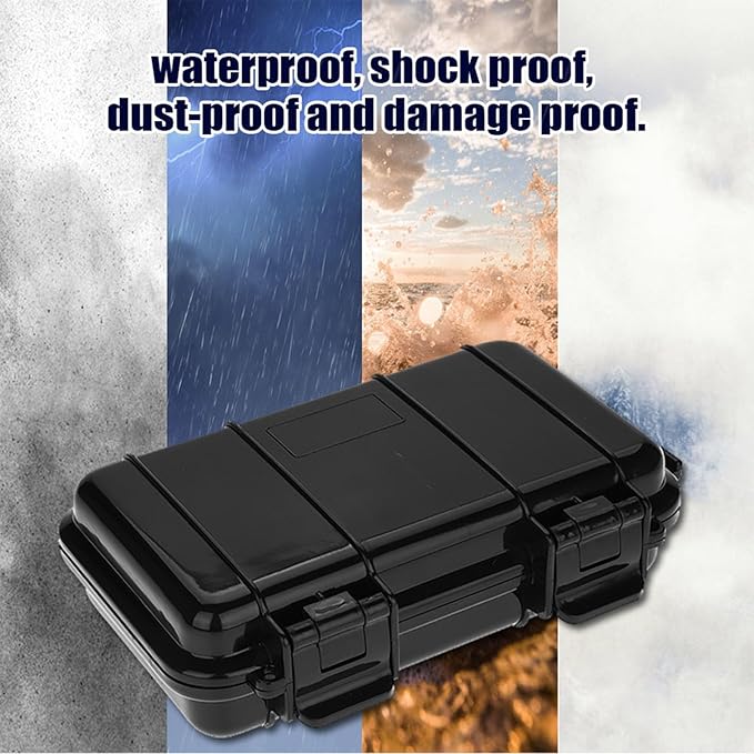 SIXRUN Outdoor Shockproof Sealed Storage Case, Model B, Black, ABS Material, Waterproof, 7.5x4.7x2.0 Inch