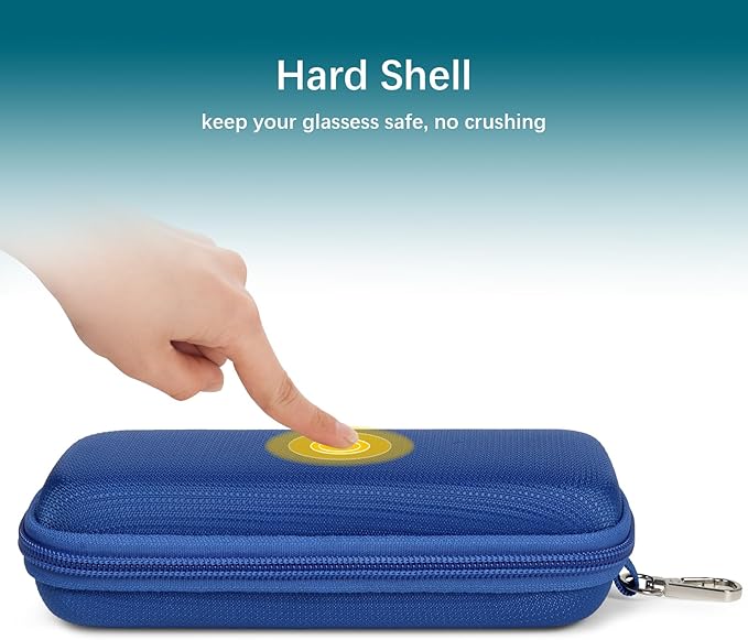 Double Eyeglasses Case Hard Shell Dual Sunglasses Organizer with Zipper Closure Travel Eyewear Storage for Vehicle
