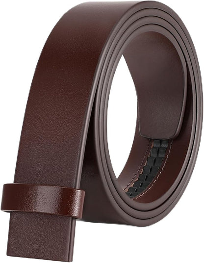 Ratchet Belt Strap, Full Grain Leather Belt Straps for Men without Buckle 1 3/8"- Replacement Strap Only