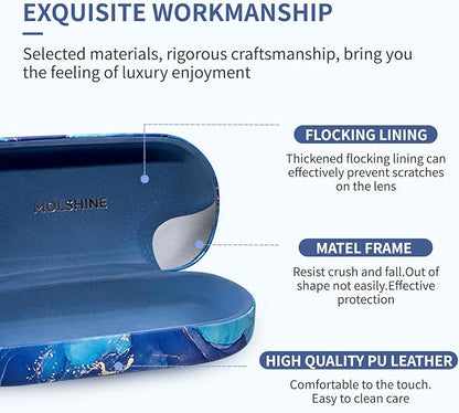 molshine Hard Shell Leather Sunglasses Case,Classic Large Glasses Case for Women Men,Sunglass Eyeglasses