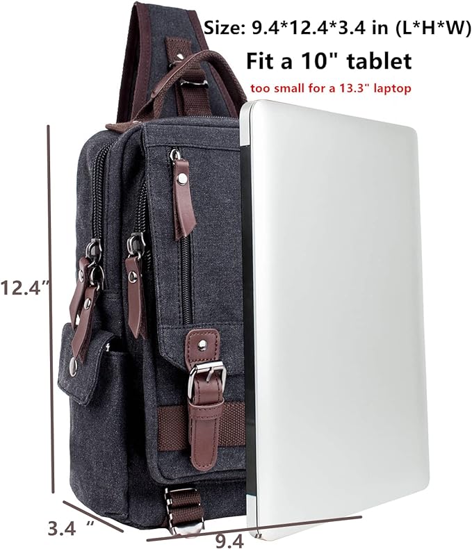 Leaper Retro Crossbody Bag Sling Bag Canvas Messenger Bag for Men Women Shoulder Bag Crossbody Handbags Satchel Travel Bag