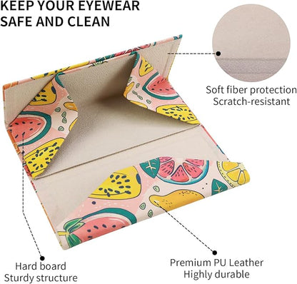 Foldable Glasses Case, Magnetic PU Leahter Sunglasses Case, Cute Hard Shell Folding Eyeglass Cases for Women Kids