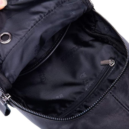 Hebetag Leather Sling Bag Crossbody Backpack for Men Women Outdoor Travel Shoulder Chest Pouch Casual Hiking Pack