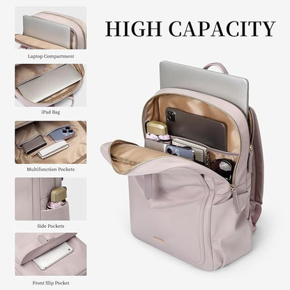 Laptop Backpack for Women,Carry on Travel Backpack Casual Work Business Backpacks Purse College,14 Inch,Light pink