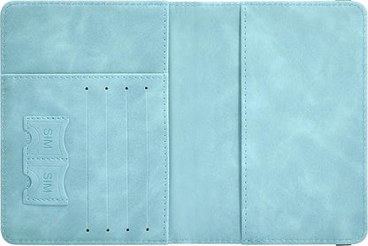 Passport Holder, Passport Cover with Credit Card Slot and Boarding Pass Slot Combo, Passport Wallet Case Book Travel Must Have, RFID Blocking Leather Travel Accessories, Sky Blue