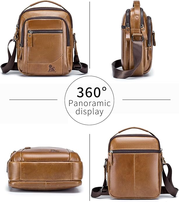 Premium Leather Men's Crossbody -Organized Storage & Durable,Stylish for Daily Carry