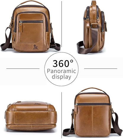 Premium Leather Men's Crossbody -Organized Storage & Durable,Stylish for Daily Carry