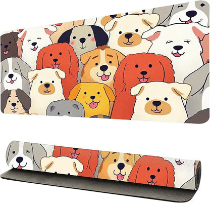 Positively Adorable Dog Desk Mat - （31.5 * 15.75in） Desk Pad, Large Non-Slip PU Leather Pad for Aesthetic Home Office & Gaming,A Gift for Dog Lovers