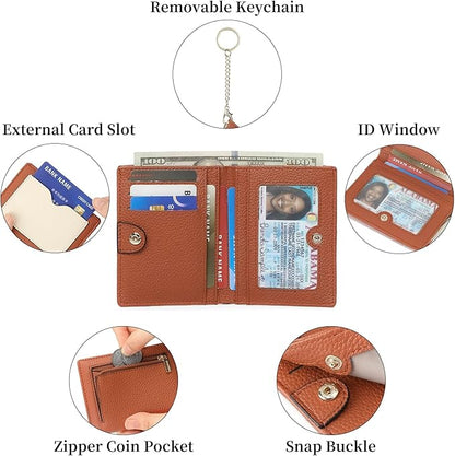 GAEKEAO Wallet Women RFID Blocking Small Bifold Vegan Leather Ladies Mini Purse with ID Window Zipper Change Pocket