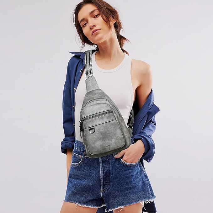 Leresas 7L Sling Bag for Women Men Vegan Leather Crossbody Bags Fanny Pack Purse Backpack Over Shoulder Bag Travel Anti Theft