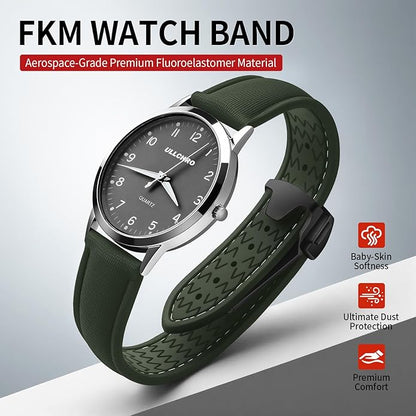 ULLCHRO Watch Strap Watch Band 20mm 22mm Man Waterproof Quick Release Bands Sport Replacement Strap Soft FKM Rubber Watchband