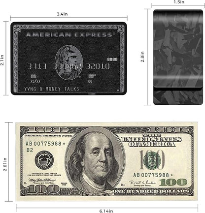 LittleBlack Real Carbon Fiber Money Clip,1.5in Wide Ultra Thin&Slim Minimalist Cash&Credit Card Holder Up To 50 Bills,Mens Business Front Pocket Wallet-Forged Matte Black