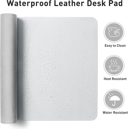 Aothia Leather Desk Pad Protector, Mouse Pad, Office Desk Mat, Non-Slip PU Leather Desk Blotter, Laptop Desk Pad, Waterproof Desk Writing Pad for Office and Home (Barely Grey, 36" x 17")