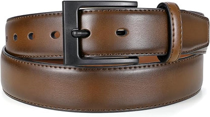XZQTIVE TSA Belt For Men Metal Free Dress Belts Hypoallergenic Leather Belt With Black Buckle Nickle Free