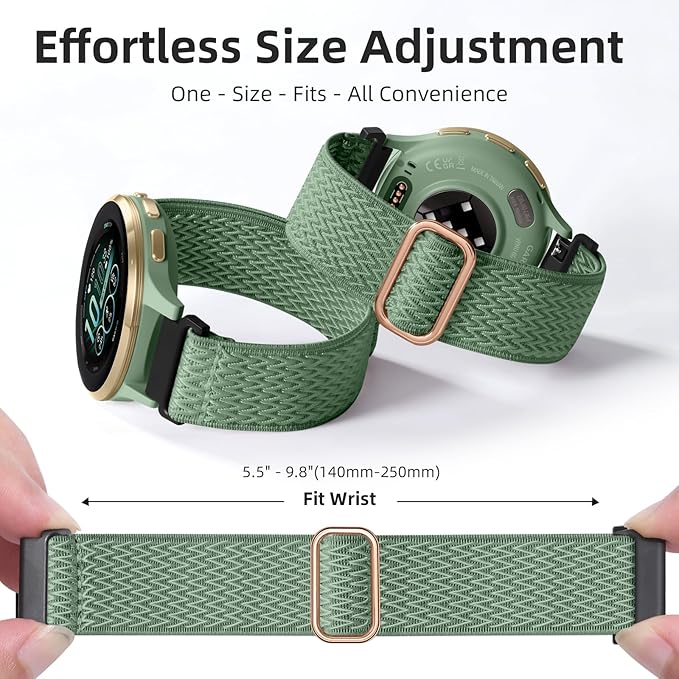 GEAK Quick Release Strap Compatible with Garmin Venu 3S/ Venu 2S Watch Band, 18mm Watch Band Soft Nylon Breathable Sport Strap for Venu 4 41mm/Vivoactive 4S Watch Band/Forerunner 265s/255s Men Women