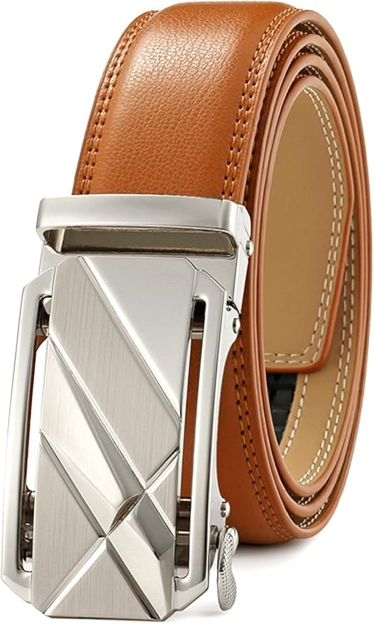 Lingli Men's Belt,Ratchet Dress Belt with Automatic Buckle Brown/Black-Trim to Fit-35mm wide