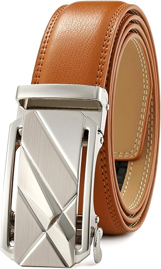 Lingli Men's Belt,Ratchet Dress Belt with Automatic Buckle Brown/Black-Trim to Fit-35mm wide