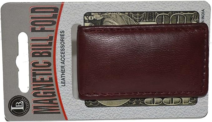 LB LEATHERBOSS Men's New Leather Strong Magnetic Money Clip
