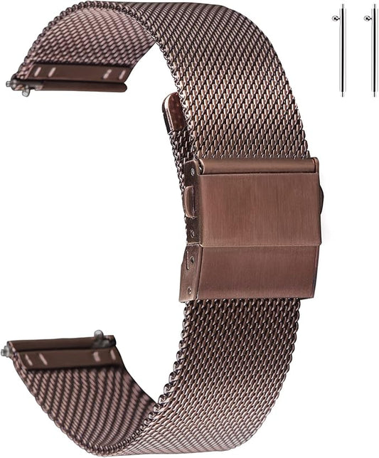 EACHE Stainless Steel Mesh Watch Band for Men Women, Quick Release Mesh Watch Straps 12mm 14mm 16mm 18mm 20mm 22mm