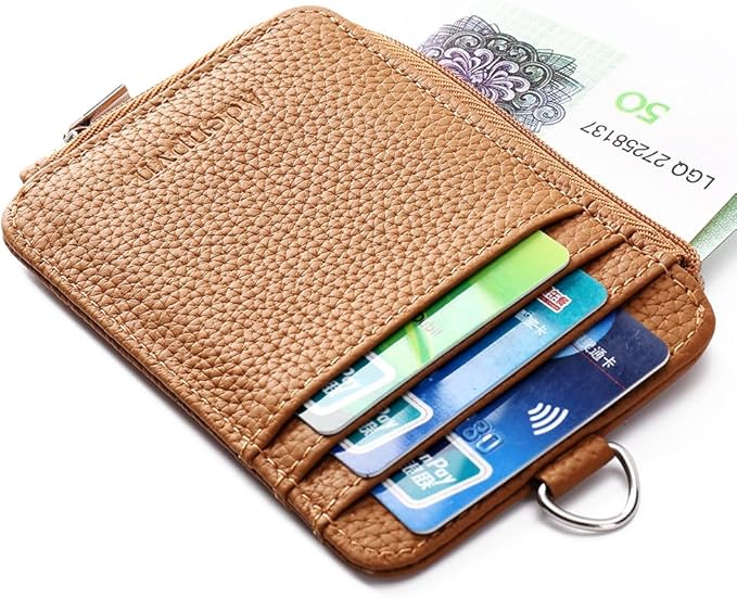 Badge Holder – Genuine Leather ID Badge Holder with Zipper Pocket and Nylon Lanyard – Perfect for Badges, Cards, and More