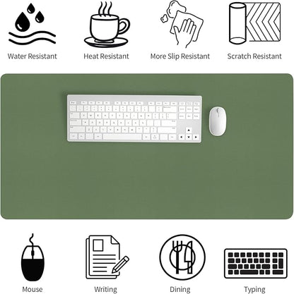 Bloss Green Desk Mat, Desk Matt for Desktop, Large Leather Desk Pad, Desk Pad Mat Waterproof, Computer Mat for Office/Home/Decor/Desk Protector(31.5 x 15.7 Inches)
