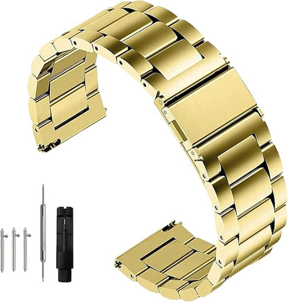 Quick Release Stainless Steel Watch Band Matte Brushed Metal Watchband 14mm 16mm 18mm 20mm 22mm 24mm Universal Solid Stainless Steel Metal Smartwatch Bracelet Replacement Band for Men Women