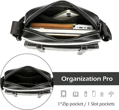 Crossbody Bag for Mens, Pu leather Cross Body Purse, Multi Pocket Shoulder Bag Messenger Bag for Travel Work Daily