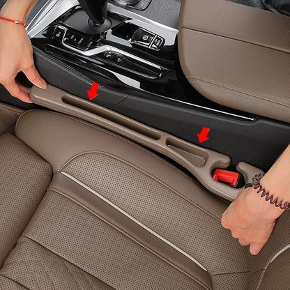 Car Seats Gap Filler Dual-Slot Car Seat Gap Organizer – with Belt Slot, Anti-Drop Gap Filler for Cars & SUVs – No More Lost Items, All Within Reach (2PCS) (Beige)