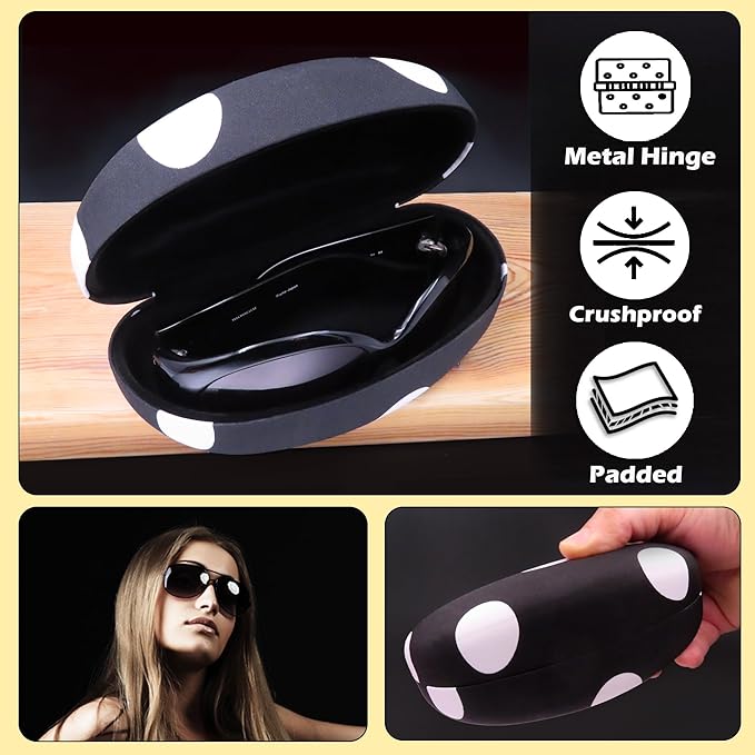 MyEyeglassCase® Large Hard Sunglasses Case | fits Large curved Sunglasses, with microfiber bag and cleaning cloth