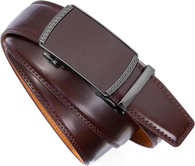 Founders & C Ratchet Belts for Men-Black/Brown Belt Leather 1 3/8" for Casual Dress-Micro Adjustable Belt