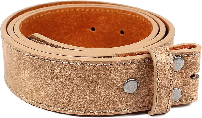 BC Belts Leather Belt Strap with Vintage Distressed Texture 1.5" Wide with Snaps and without Buckle