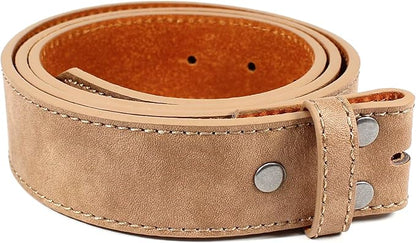 BC Belts Leather Belt Strap with Vintage Distressed Texture 1.5" Wide with Snaps and without Buckle