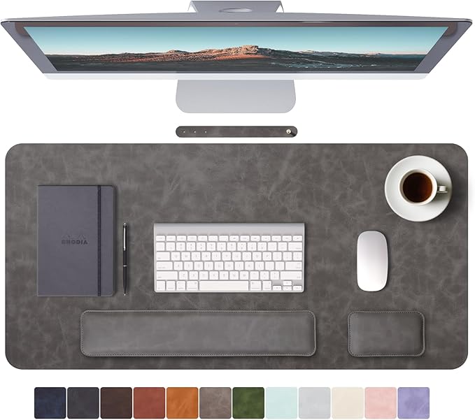 RENMTURE Large Mouse Pad and Keyboard Wrist Rest, Desk Pad for Keyboard and Mouse, Large Gaming Mouse Pad with Wrist Support, Desk Mat for Work and Gaming (Dark Grey)