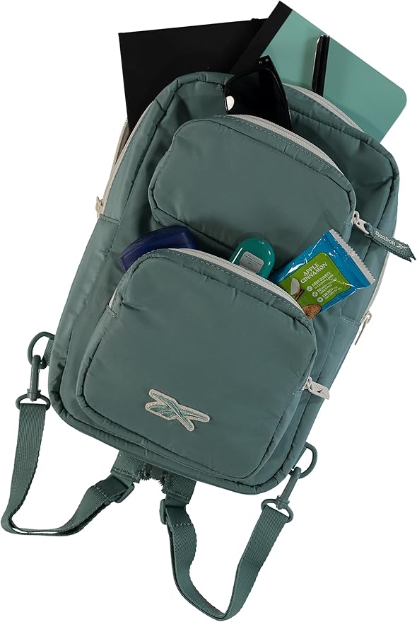 Reebok Unisex Crossbody Sling Bags – Compact Convertible Strap Cross Body Bag Travel Sling Bag - Gym & Travel Essential, Mikayla Green