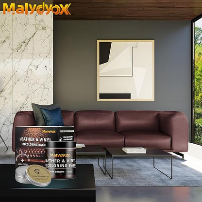 Malydyox 10oz Leather Recoloring Blam with 3.52oz Mink Oil, Leather Repair Kit for Furniture, Leather Couches Restorer, Leather Couch Repair, Leather Conditioner for Couch (Dark Brown)