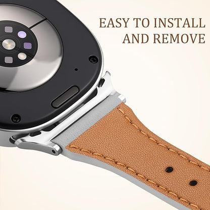 GEAK Slim Leather Band Compatible with Samsung Galaxy Watch 8 40mm 44mm/Watch 8 Classic 46mm, No Gap Adjustable Genuine Leather Replacement Dressy Strap for Samsung Watch 8 Bands Women