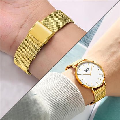TStrap Mesh Watch Band Metal - Black Quick Release Watch Bands for Men Women - Stainless Steel Smart Watches Strap Bracelet Replacement - 10mm 12mm 14mm 16mm 18mm 20mm 22mm