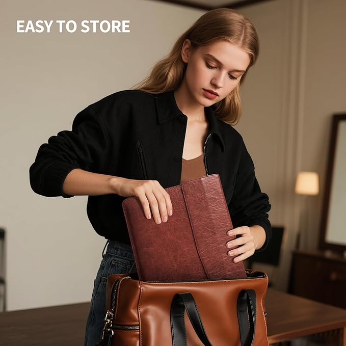 16 inch Genuine Leather Laptop Sleeve for MacBook Pro 16 Inch M5 M4 M3 M2 M1 Pro/Max＆MacBook Air 15 Inch M5 M4 M3 M2 Case,Premium Protective Case Cover with Magnetic Closure-Vintage Red Brown