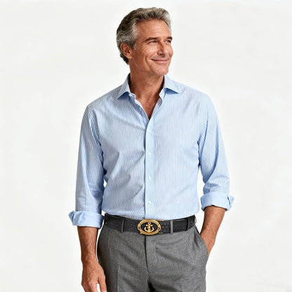 Aurolran Men&Womens Leather Dress Belt Business Automatic Buckle Belt Color-Black Silver Gold