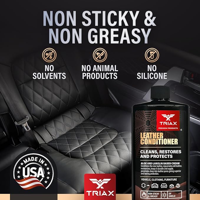 TRIAX Leather Conditioner Cleans, Restores, and Protects Vehicles, Clothing, and Furniture (12 Ounce)