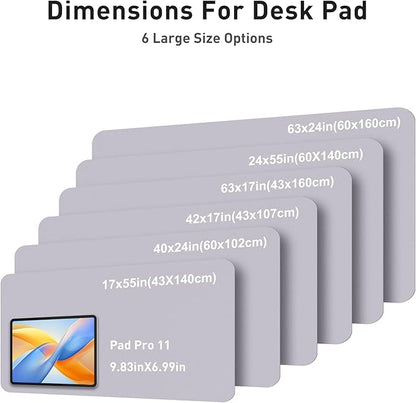 Aothia Faux Leather Desk Mat - Large Mouse Pad, Non-Slip PU Leather Blotter, Waterproof Writing Surface for Office and Home (Smoky Lavender, 40" x 24")