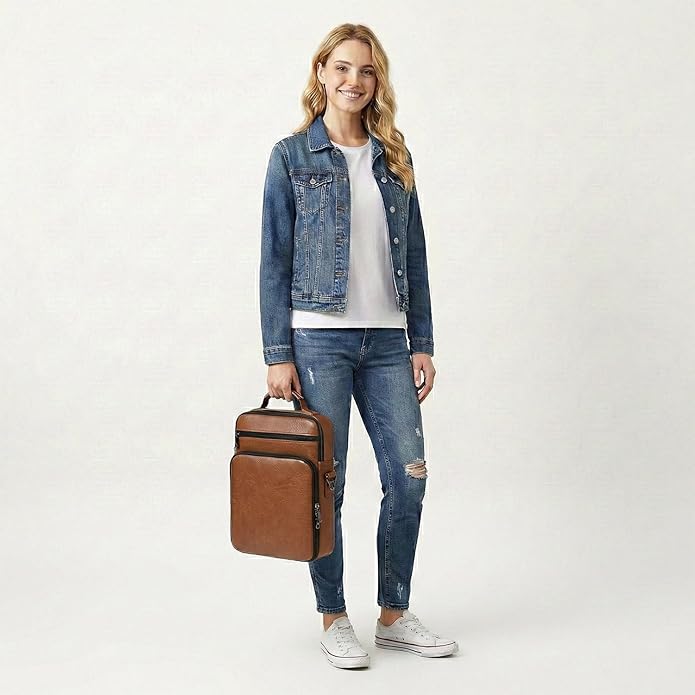 Crossbody Bags for Women and Men, Medium Leather Ladies Shoulder Cross body Bag Sling Travel Purses Handbags