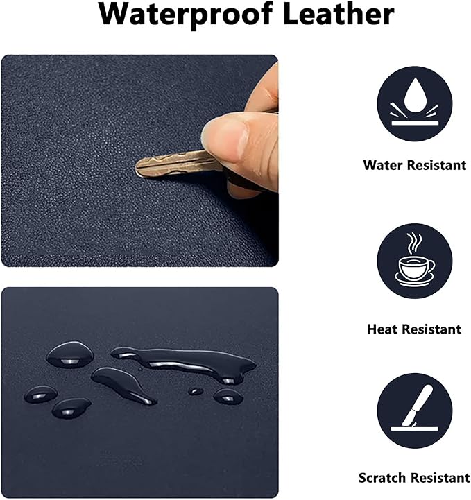 PU Leather Desk Pad Protector Gaming Mouse Pad Non Slip Desk Mat for Keyboard and Mouse Waterproof Desk Writing Pad for Office and Home Desk Accessories(Dark Blue, 23.6 * 11.8)