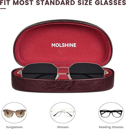 molshine Hard Shell Sunglasses Case,Classic Large Glasses Case for Sunglass, Eyeglasses with Cleaning Cloth, Pocket