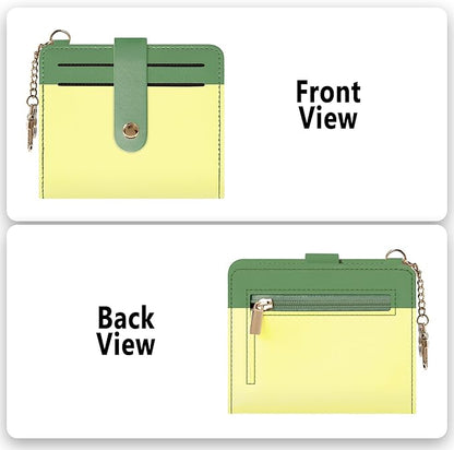 Airkit Small Wallets Woman RFID Blocking Leather Credit Card Holder - with ID Window - Card Wallets for Women - with Zipper Coin Purse - Keychain Wallet