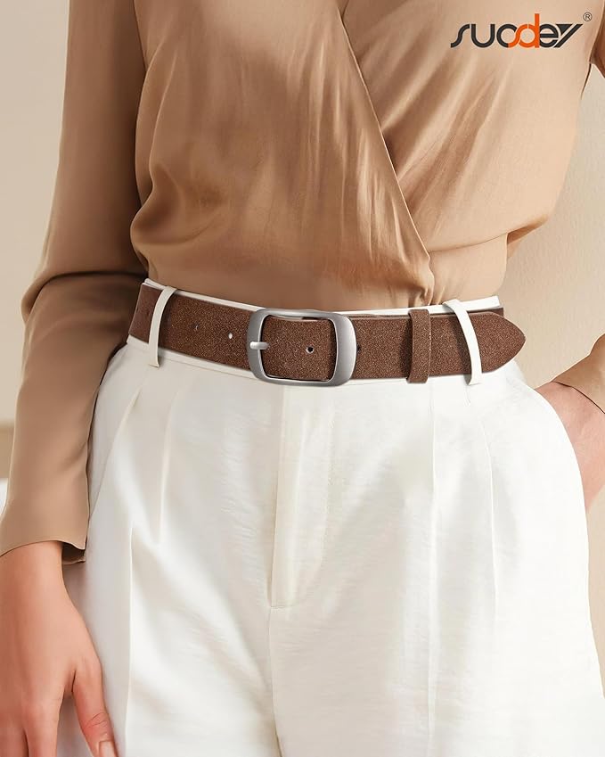 SUOSDEY Women Belts For Jeans Dresses Pants Ladies Leather Waist Belt with Elegant Buckle, Width 1.3"